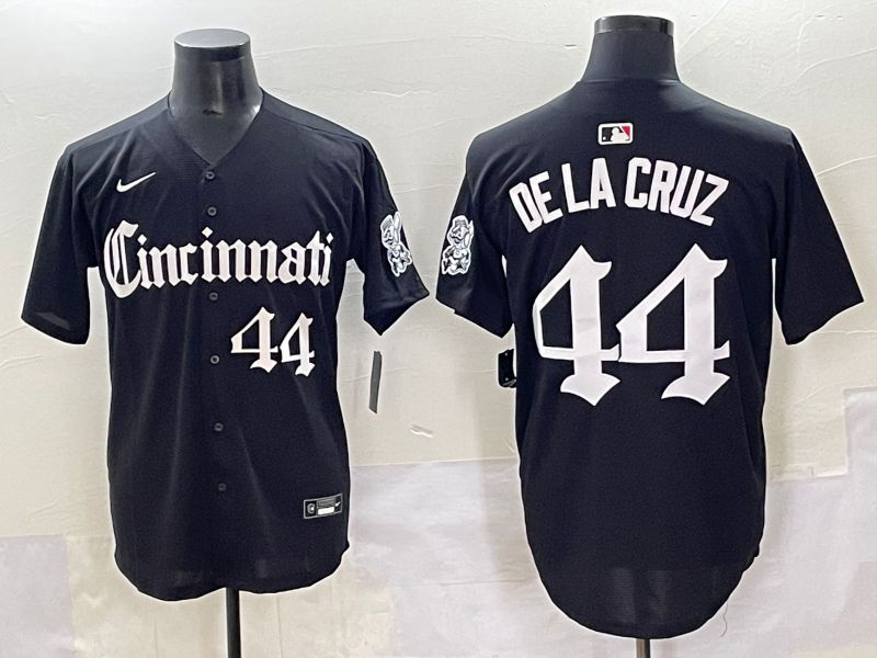 Men 2025 Cincinnati Reds #44 Delacruz Black Five generations Joint Name Nike MLB Jersey style 8->cincinnati reds->MLB Jersey